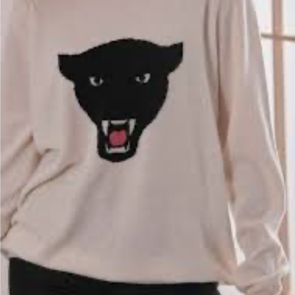 Brodie Cream Cashmere Sweater with Black Panther Design